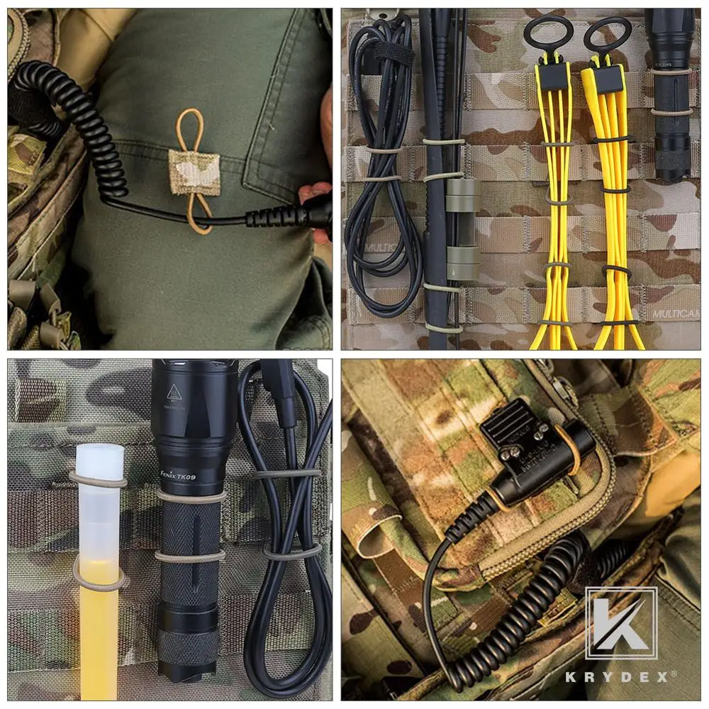 KRYDEX 4 unids/set retenedor PTT, hebilla de conversión elástica MOLLE, Cable de comunicación de antena tubo de hidratación organizador de bucle de ruta - imagen 5