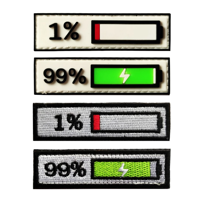 Batería de teléfono móvil 1% 99% Logo parche de PVC bordado insignia táctica 3D parches Airsoft apliques para chaqueta Jeans bolsa - imagen 3