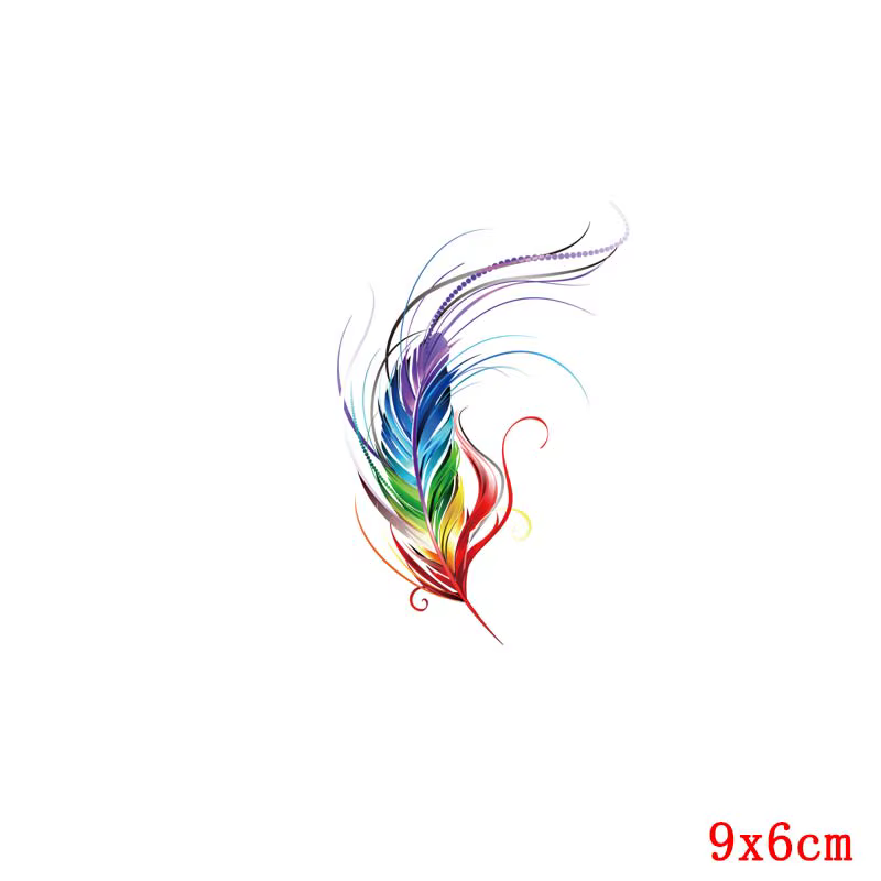 Parche de transferencia de calor de plumas Diy, lindo parche de transferencia de hierro para ropa, Parche de rayas de flores, pegatinas térmicas, parches en camisa - imagen 4