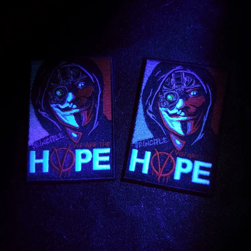 Parche bordado V for Vendetta We Are The Hope, visión nocturna táctica, brazalete luminoso de identificación para ropa, decoración de mochila - imagen 4