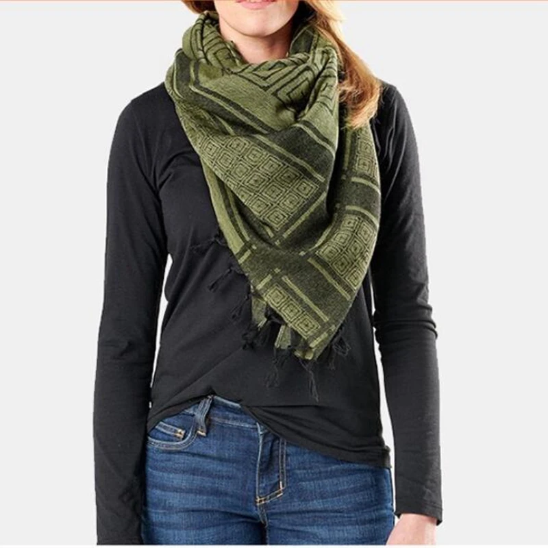 Bufanda de senderismo al aire libre para hombre y mujer, de algodón 100% Pañuelo cuadrado, calentador de cuello, Shemagh Keffiyeh - imagen 5