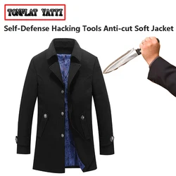 Cortavientos de polímero a prueba de cortes para hombre, chaqueta protectora de autodefensa de talla grande, ligera y antihacking