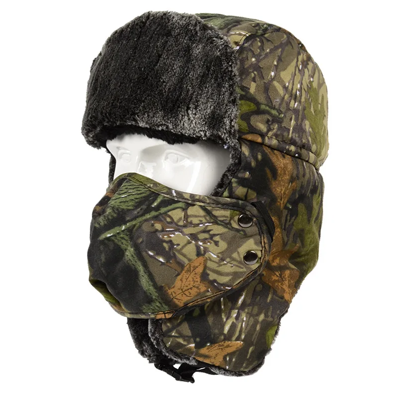 Invierno a prueba de viento montar ciclismo máscara facial completa forro de lana cálida protección facial camuflaje biónico caza pesca protector facial táctico - imagen 4