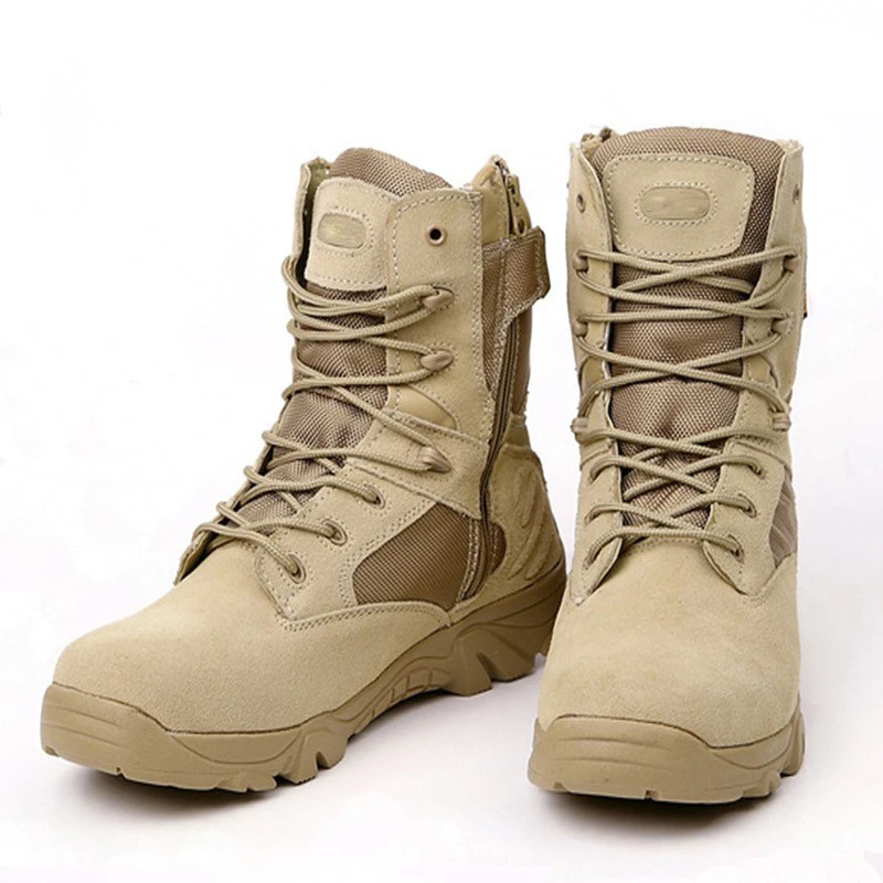 Botas militares tácticas de talla grande para hombre, zapatos de trabajo del ejército de combate en el desierto, impermeables, de cuero, para escalada al aire libre, talla grande, Eu 37-47 - imagen 2