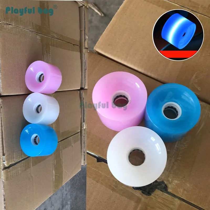 Bolsa juguetón LED 70MM monopatín flash rueda grande 3 cuentas led luz blanca PU ruedas Longboard fish board ruedas AMB21 - imagen 2