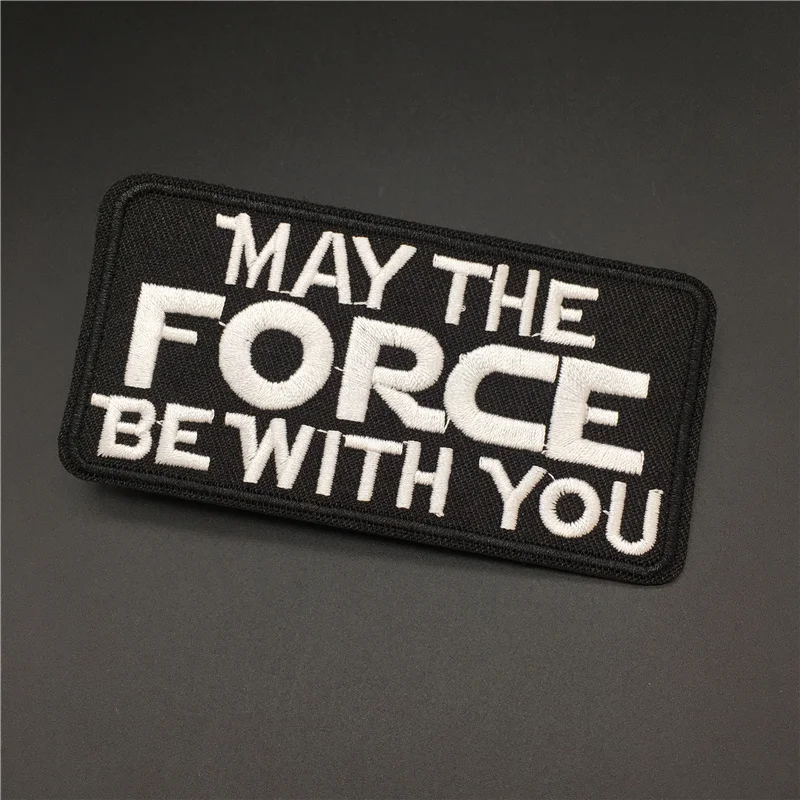 MAY...Size: 10x5cm DIY Text Patch bordado raya para ropa negro blanco planchar en La insignia coser ropa stickerapliques - imagen 3