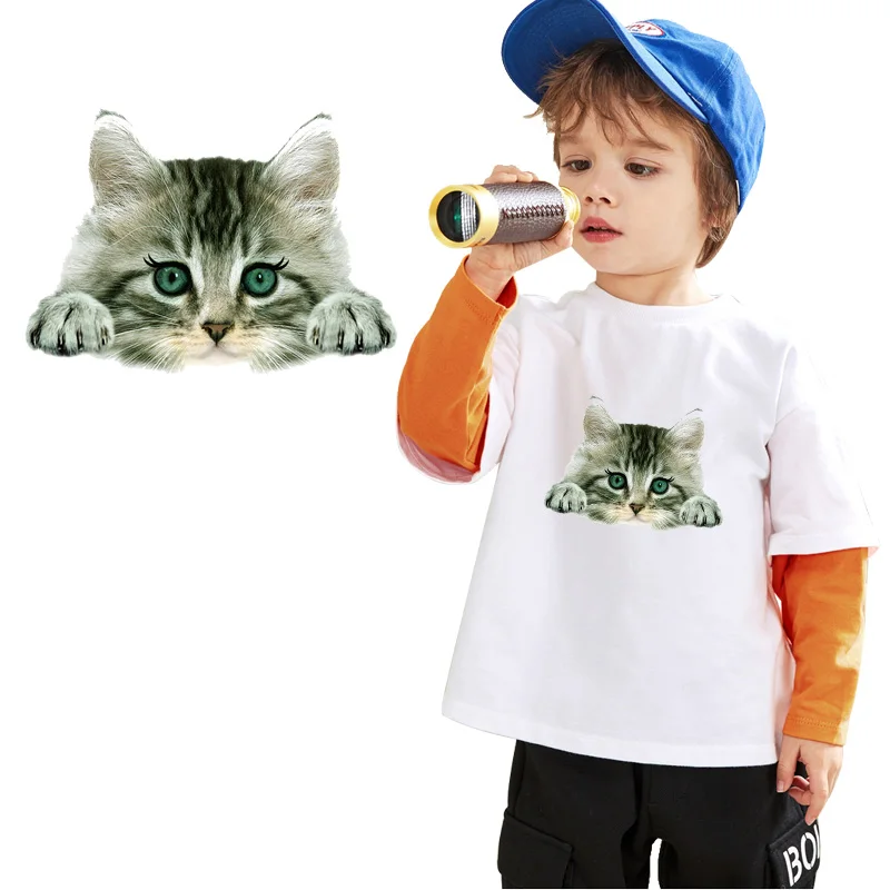 Pegatina térmica de gato de dibujos animados para ropa, apliques de animales, parches de transferencia termoadhesivos para ropa, pegatinas para planchar, parches DIY - imagen 4