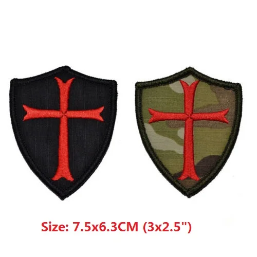 Parche de escudo cruzado de los caballeros templarios, insignia militar bordada del ejército para chaqueta y mochila - imagen 2