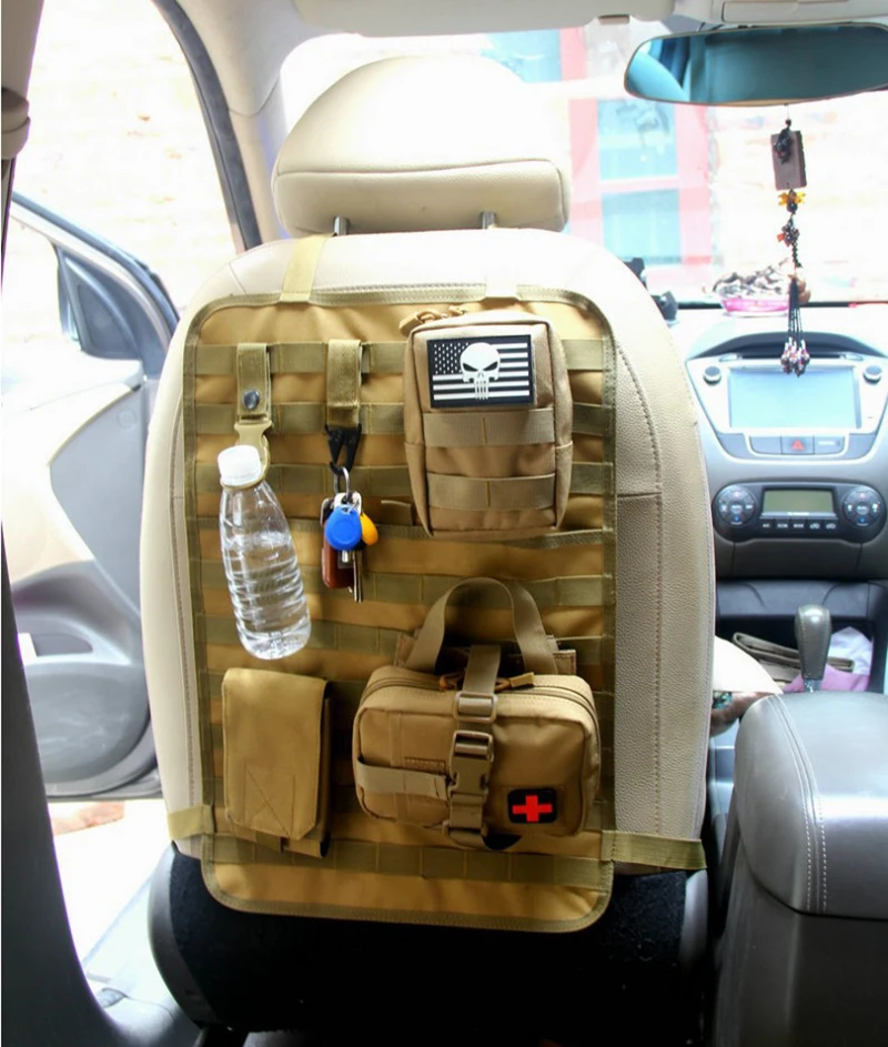 Organizador Universal para asiento trasero de coche, organizador táctico Molle de almacenamiento, Protector de nailon para viaje al aire libre - imagen 3