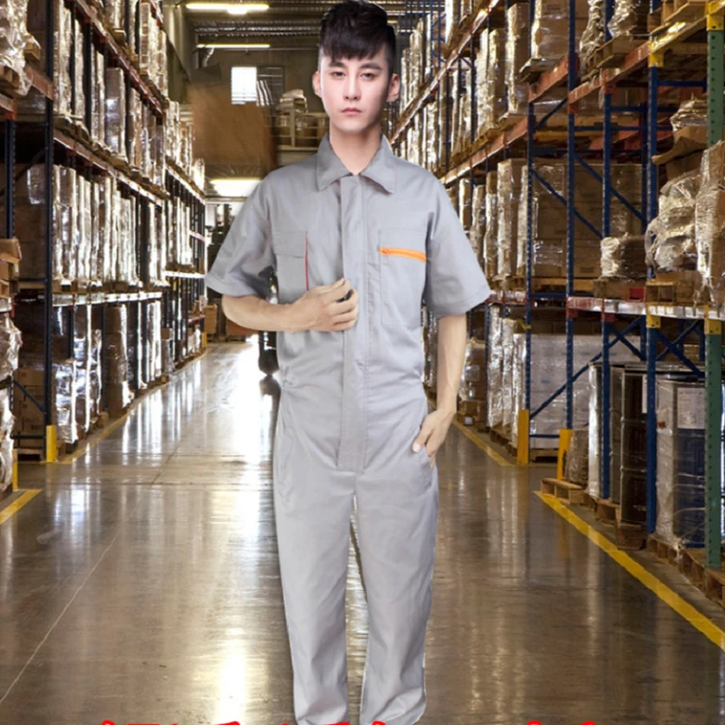 Monos de trabajo de verano, traje para hombre, resistente al desgaste, transpirable, taller de fábrica, servicio de reparación de automóviles, uniforme de trabajo 4XL - imagen 3