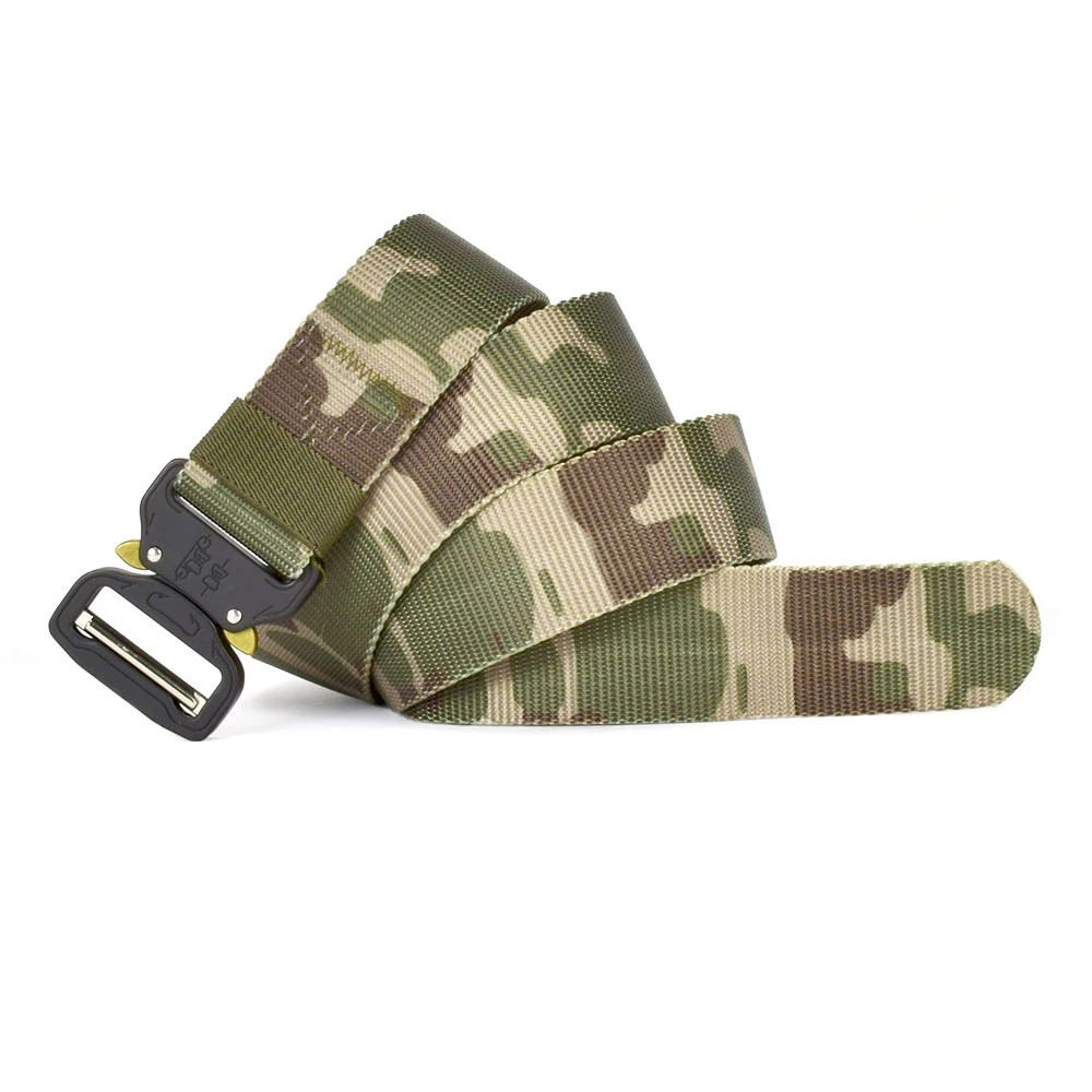 Cinturón táctico ajustable para hombre, gruesa hebilla de Metal, cinturón de nailon resistente, cinturones de combate, accesorios de caza multicamuflaje - imagen 3