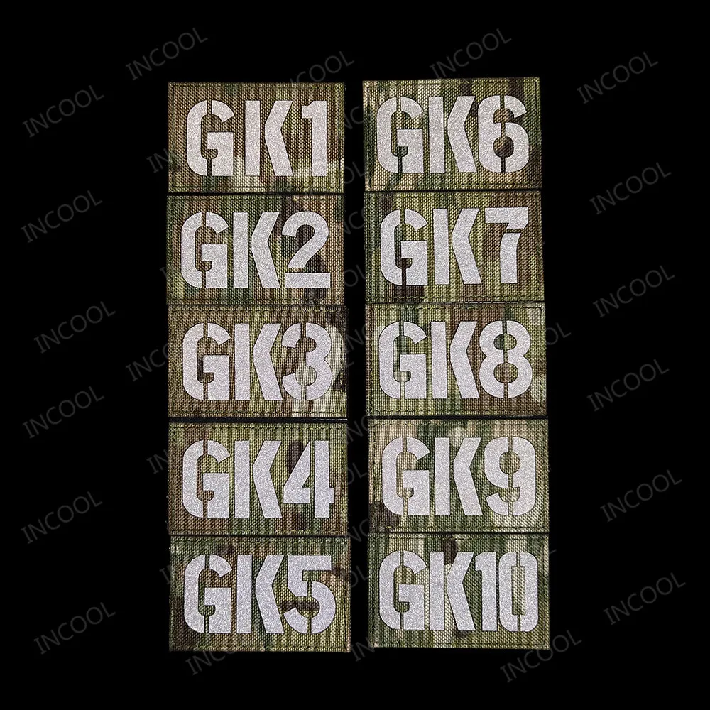 Parche táctico militar con letras GK 1 a 10, parche reflectante infrarrojo IR, brazalete, insignias para ropa, mochila, chaquetas - imagen 3