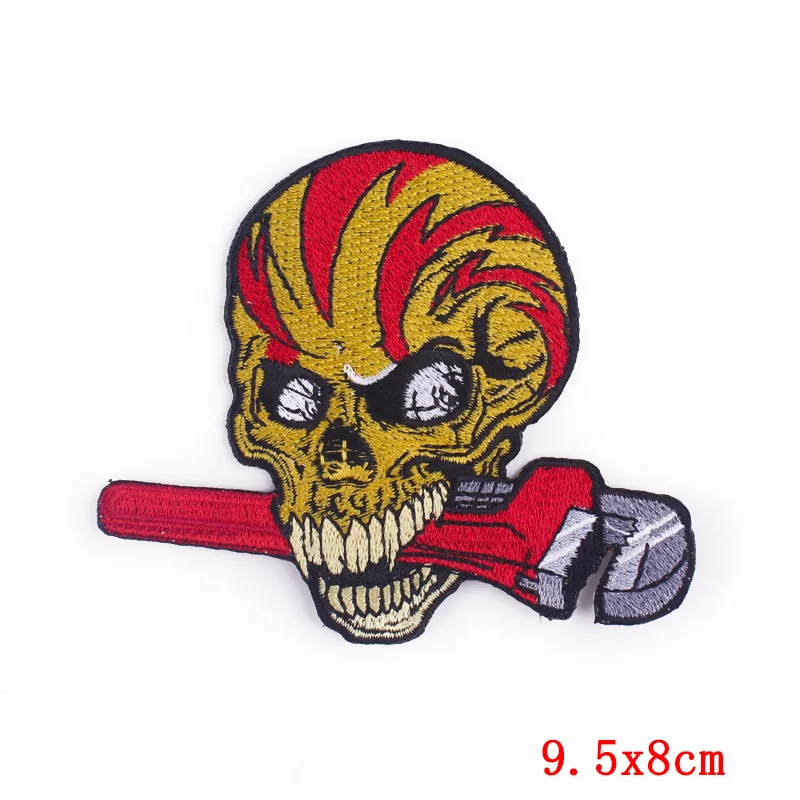 Prajna-Parches de calavera Punk para ropa, parches bordados de Anime para ropa, Parche de mariposa y Calavera, parches para planchar, apliques DIY - imagen 5