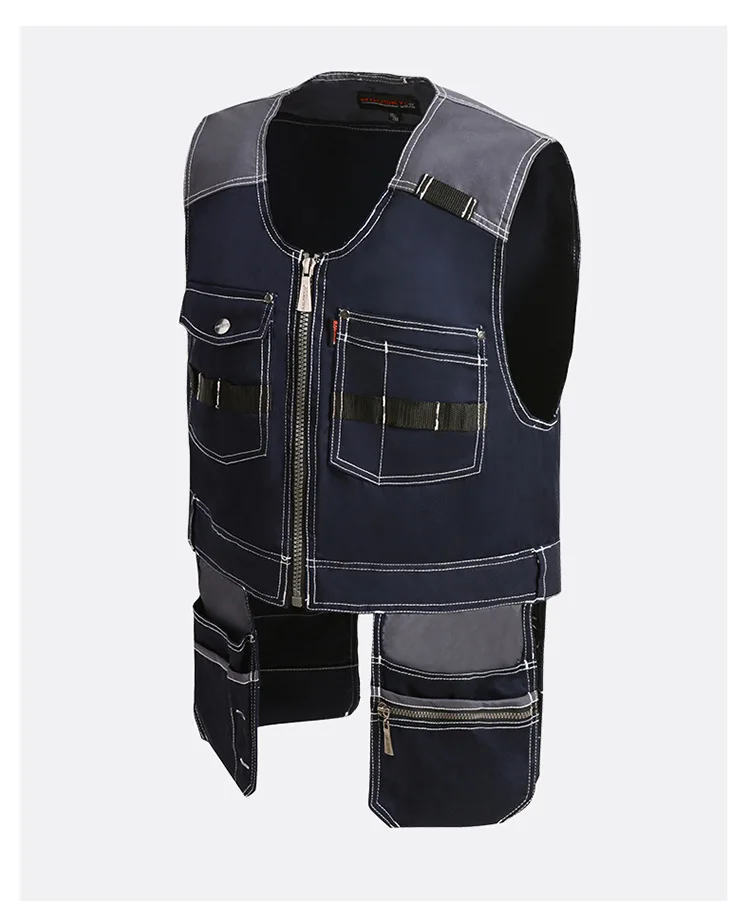 Chaleco de trabajo multibolsillo para hombre, ropa de trabajo multifuncional de talla grande para electricista, decoración de mantenimiento de automóviles, procesamiento mecánico - imagen 4