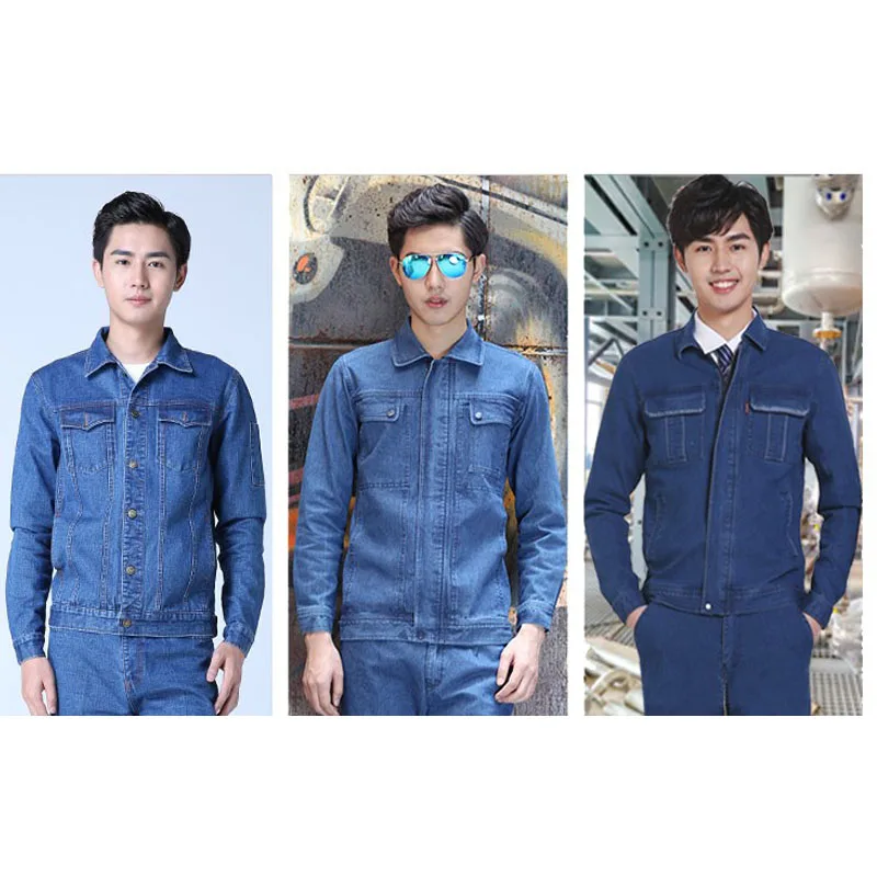 2025Nuevo traje de soldadura de talla grande para hombres y mujeres, taller de color sólido, mono vaquero de otoño e invierno, chaqueta vaquera antiescaldado antisalpicaduras - imagen 4