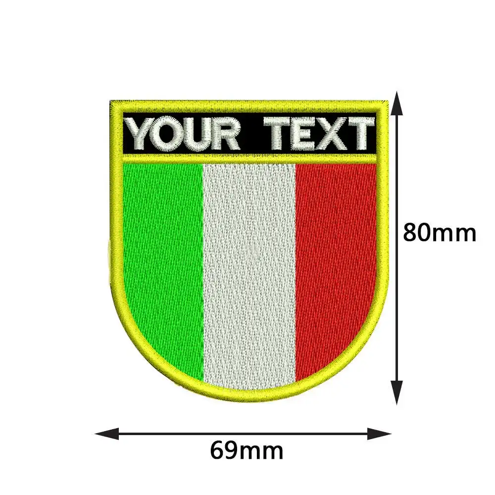 Etiquetas de nombres de la bandera de Italia personalizadas Parche militar bordado hierro en respaldo Soporte de gancho - imagen 4