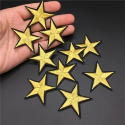 10 Uds. Parches con apliques de estrellas doradas para ropa, insignias de dibujos animados, rayas bordadas para planchar para ropa, pegatina de camiseta de costura Diy