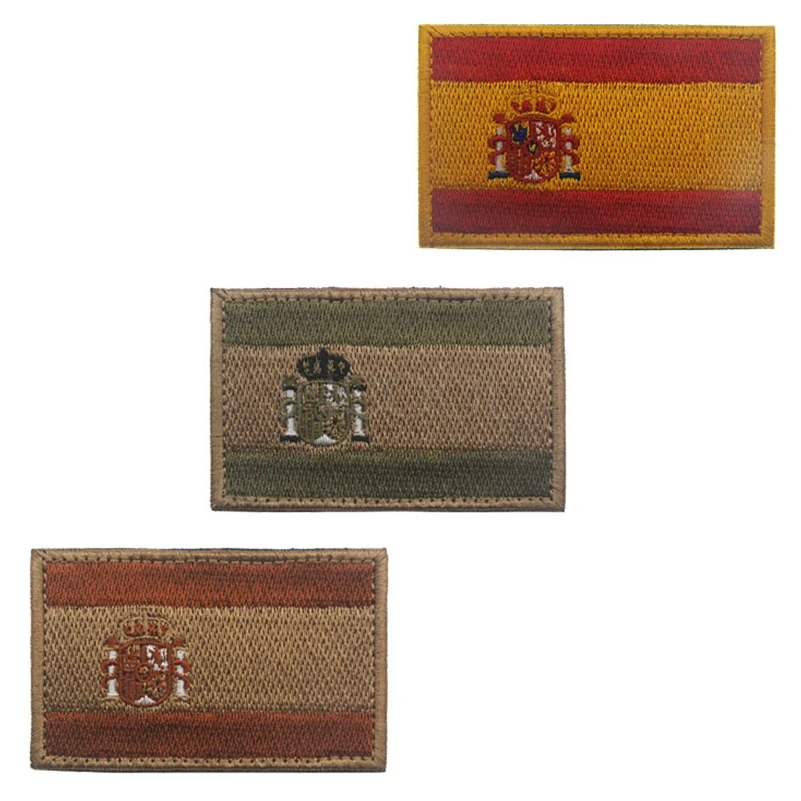 Parches bordados de bandera de España, parche táctico militar, emblema de Calavera, apliques reflectantes, insignias bordadas de goma - imagen 4