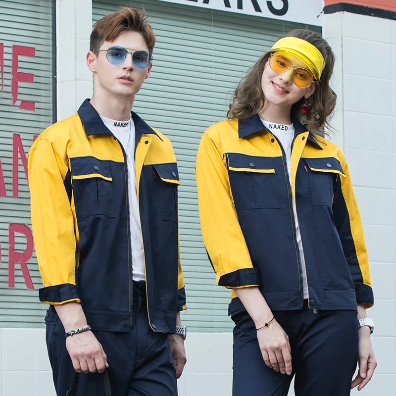 Conjunto de ropa de trabajo para hombre y mujer, chaqueta + Pantalones, reparador de fábrica eléctrica, mono de trabajo mecánico, uniformes duraderos para taller de reparación de automóviles - imagen 5