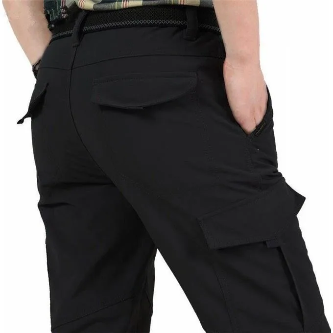 Pantalones elásticos de secado rápido con cinturón para hombre, calzas finas de talla grande, transpirables, para deportes al aire libre, pesca, senderismo, verano, 4XL - imagen 3
