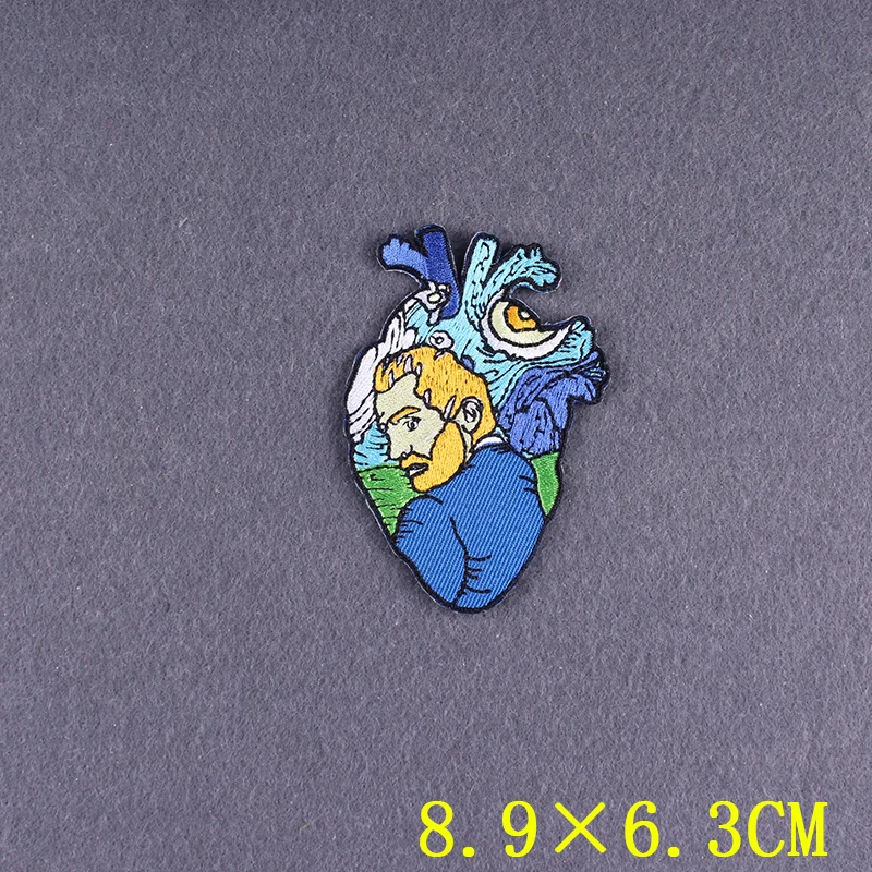 Parche de Van Gogh DIY, parches bordados para ropa, parches para planchar para ropa, ola de mar, aventura, ropa Natural, decoración de rayas - imagen 3