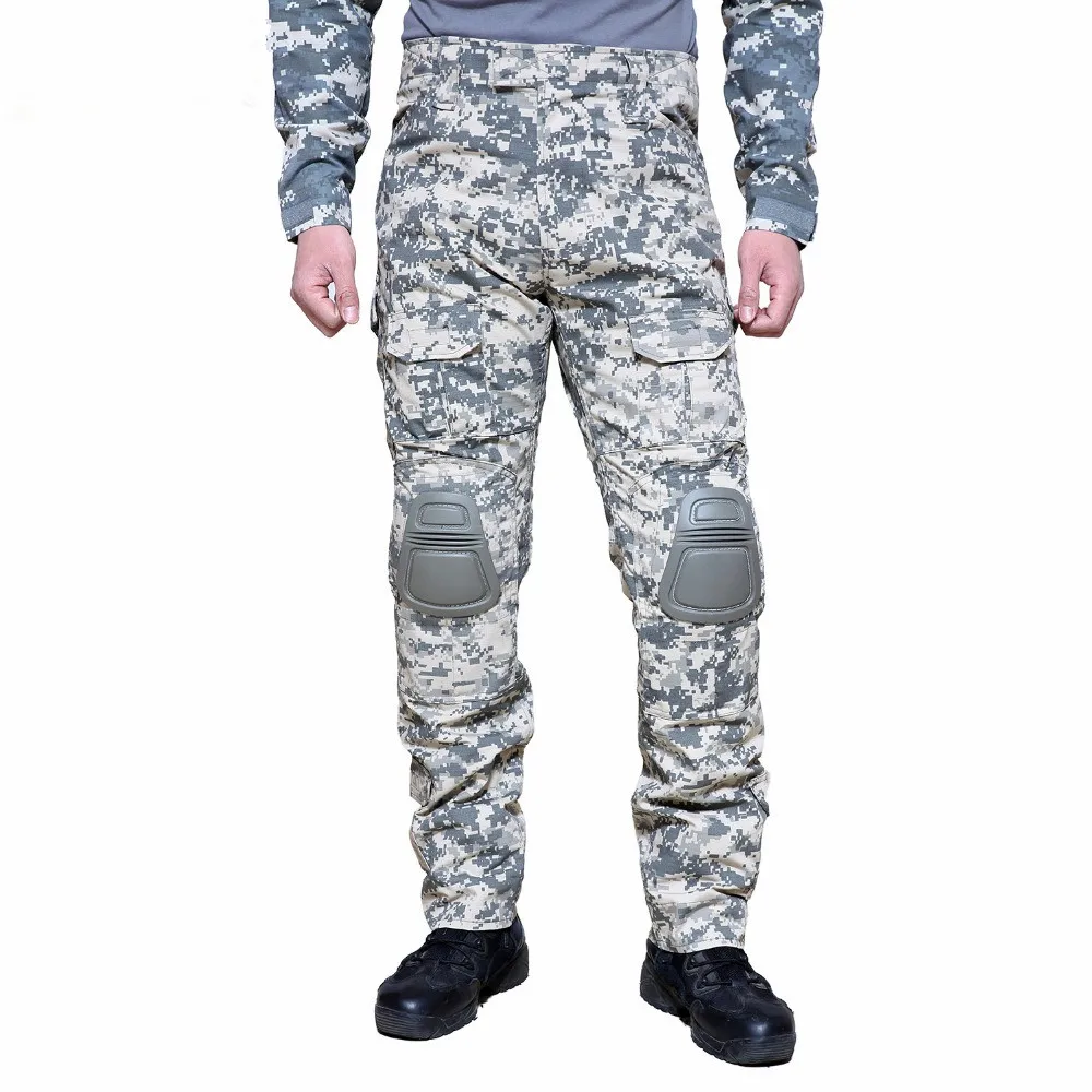 Pantalones de camuflaje con rodilleras para hombre, pantalón largo táctico de entrenamiento militar, al aire libre para senderismo y caza, para primavera y otoño - imagen 3