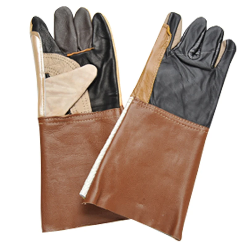 r Guantes de trabajo de piel de vaca para lucha contra incendios Industria de seguridad Resistente al desgaste Soldador antiescaldado Guantes resistentes a altas temperaturas - imagen 4