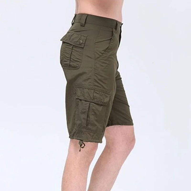 Pantalones cortos con múltiples bolsillos para exteriores, tela de mezcla de fibra química, transpirable, secado rápido, senderismo, Camping, deportes, viajes, hombre - imagen 3