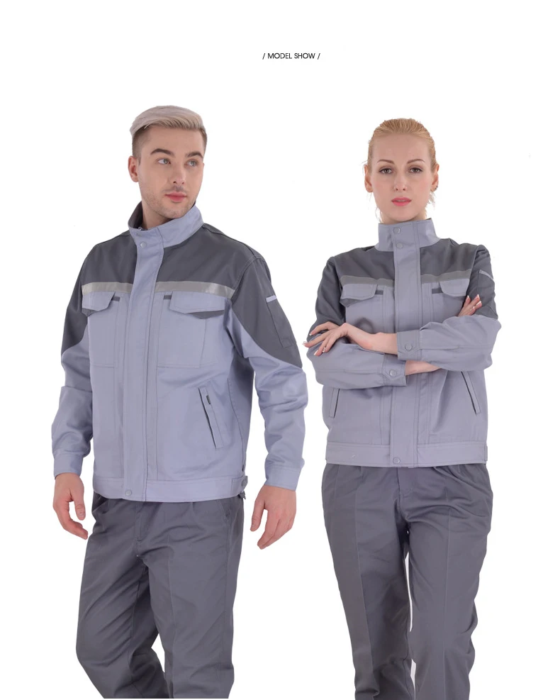 Nuevos conjuntos de ropa de trabajo para hombres y mujeres, chaquetas reflectantes + Pantalones, primavera y otoño, reparación de máquinas, soldador, monos de taller, uniformes de trabajo - imagen 3
