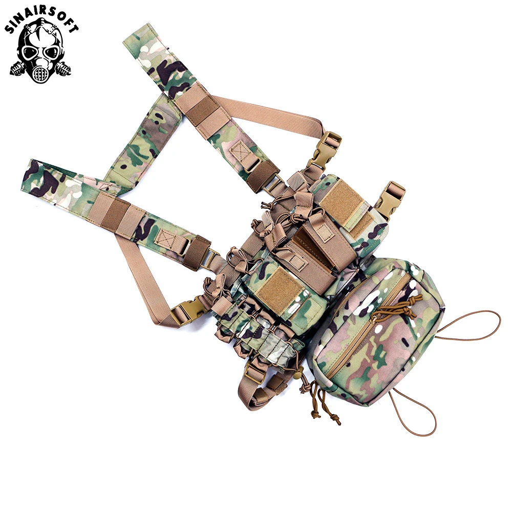 Equipo táctico multibolsillo para Paintball de combate, chaleco de caza, aparejo de pecho, campo de batalla, Camping al aire libre, senderismo, USMC - imagen 3