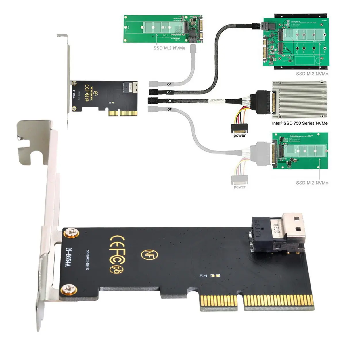 Chenyang-Adaptador de tarjeta SAS NGFF Slimline, Cable PCI-E 3,0 4,0 A SFF-8654 y U.2 U2 SFF-8639 NVME PCIe SSD para placa base SSD - imagen 5