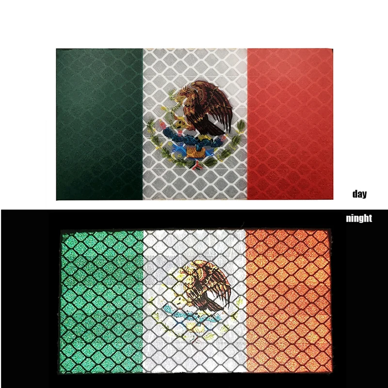 Parche reflectante infrarrojo de la bandera de México ejército táctico nacional emblema reflectante infrarrojo apliques DIY ropa adornar - imagen 2