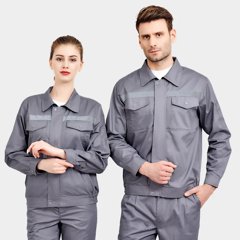 Conjunto de ropa de trabajo reflectante para hombre y mujer, chaqueta fina de verano + pantalón, uniforme resistente al desgaste, traje de taller de ingeniero de reparación de automóviles - imagen 4