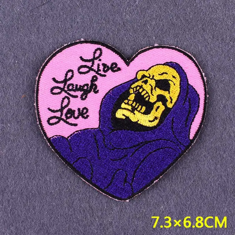 Insignias de terror DIY en mochila, parches bordados Punk para planchar para ropa, pegatinas, parches de calavera en ropa, apliques de rayas - imagen 3