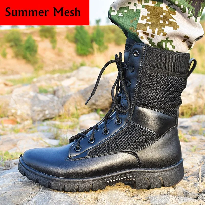 Botas tácticas de combate para hombres y mujeres, zapatos militares de alta calidad, ligeros, transpirables, antideslizantes, para entrenamiento de senderismo, 37-46 - imagen 2