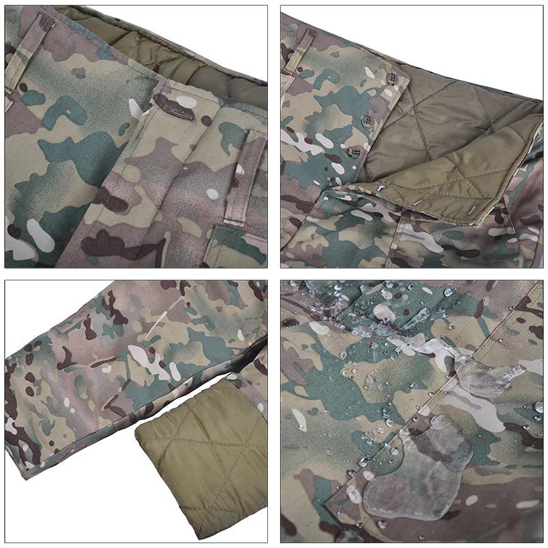 Pantalones de senderismo para hombre, Pantalón de algodón grueso de camuflaje, cálido, impermeable, militar, Cargo, para invierno, 20 ° F - imagen 5