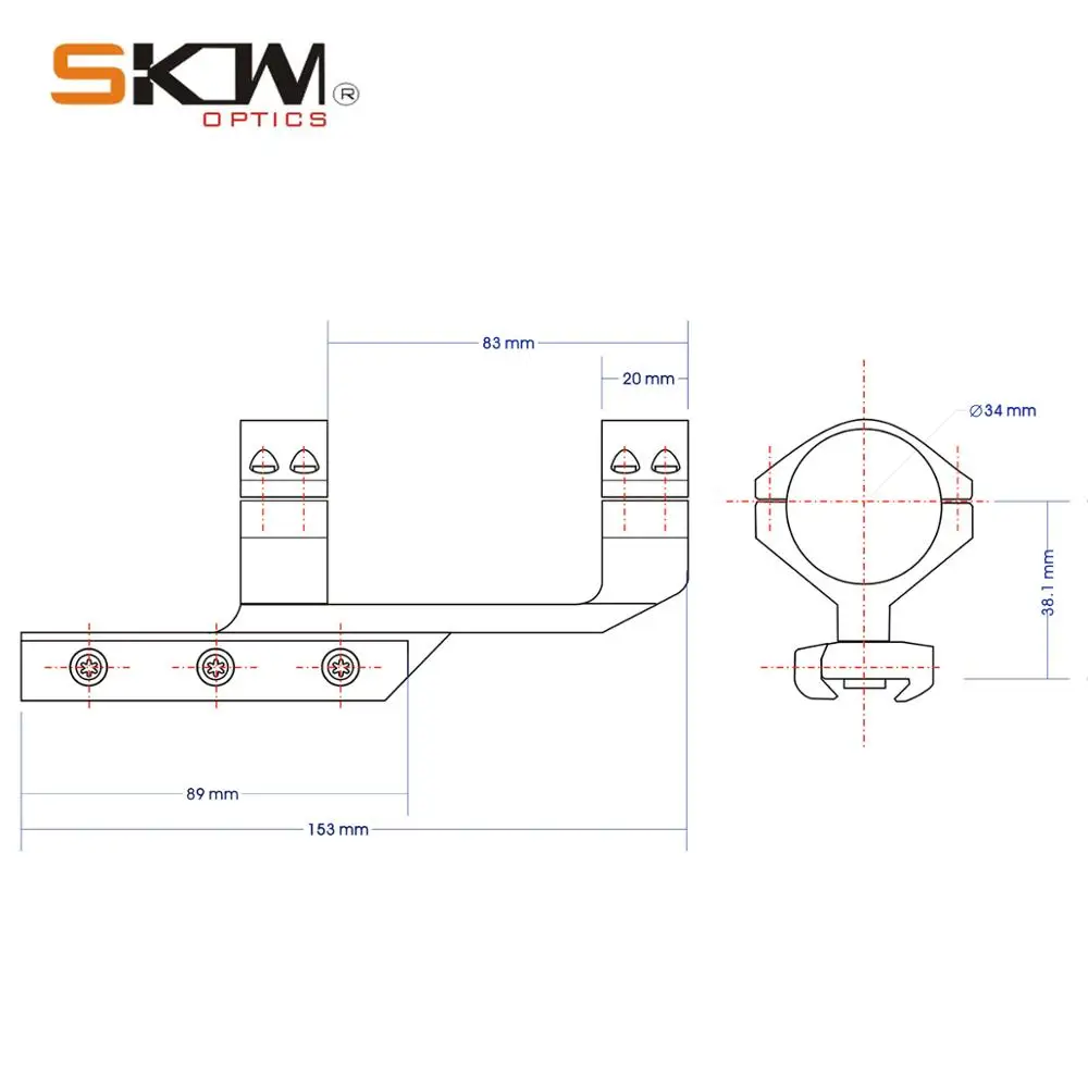 SKWoptics-anillos de Mira óptica AR15, rieles Picatinny, 34mm, 1913 - imagen 5