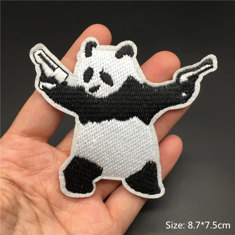 Parche bordado DIY para mochila, Parche de bordado de Panda de 8,7x7,5 cm para planchar, coser a rayas, ropa, pegatina, apliques, insignia, ropa, 1 ud. - imagen 5