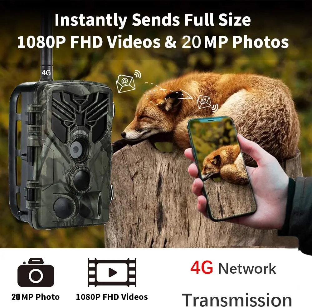 SUNTEKCAM 4G 4K HD1080P juego de trampa de visión nocturna cámara de rastreo de caza de 120 grados FTP SMTP MMS cámara celular inalámbrica para vida silvestre - imagen 2