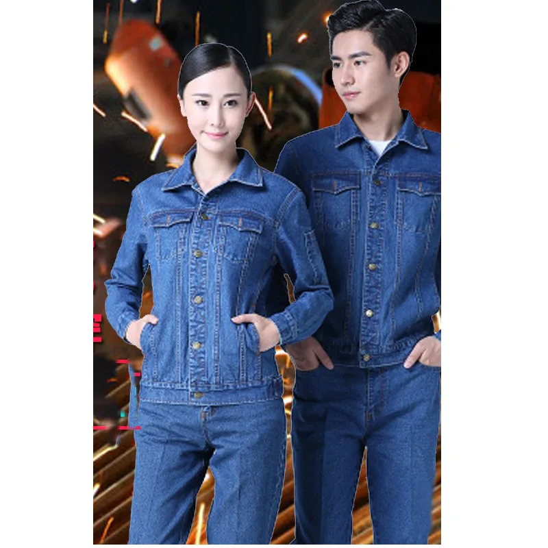 2025Nuevo traje de soldadura de talla grande para hombres y mujeres, taller de color sólido, mono vaquero de otoño e invierno, chaqueta vaquera antiescaldado antisalpicaduras - imagen 3