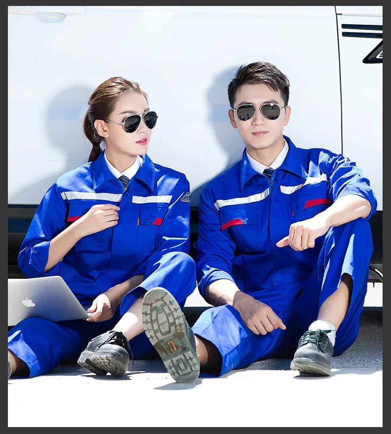 Monos de talla grande para hombre y mujer, ropa de trabajo antiestática para electricista de reparación de automóviles, gasolinera, primavera y otoño, tira reflectante - imagen 5