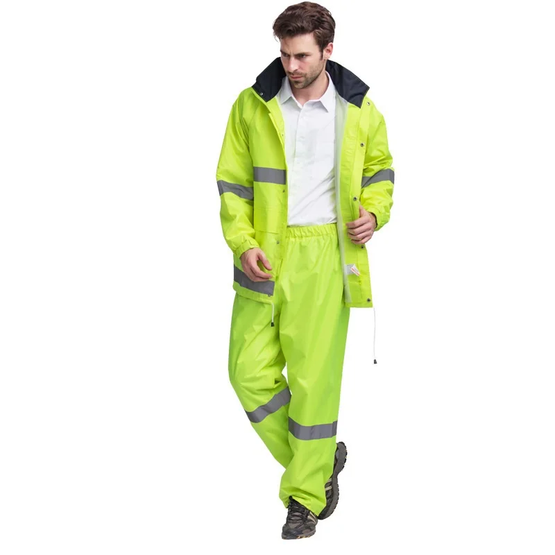 Traje de trabajo de alta visibilidad, chaqueta de trabajo amarilla fluorescente, pantalones de trabajo, traje de policía de tráfico a prueba de agua, envío gratis - imagen 4