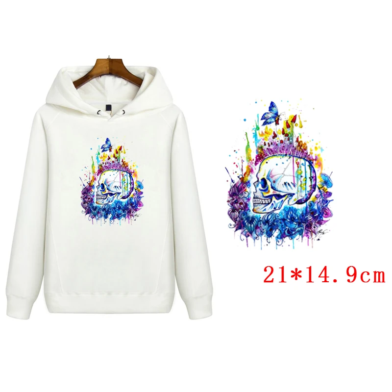 Prajna-Parches coloridos de calavera para planchar en la ropa, pegatina térmica de transferencia de calor, Punk, DIY - imagen 5