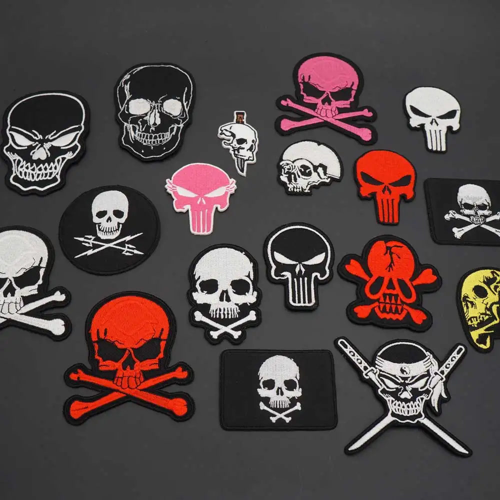 Parches bordados de calavera para motorista, insignia Punk Rock, pegatinas para ropa, accesorios de ropa - imagen 3