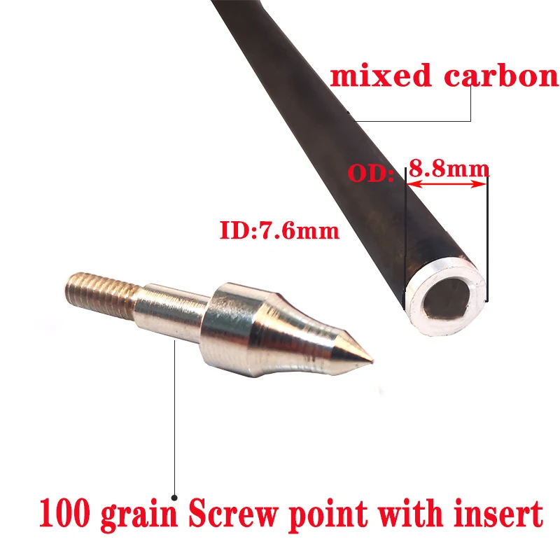 Flechas de carbono mezcladas de 3 pulgadas para tiro con arco, punta de flecha reemplazable de TPU para caza, Perno de ballesta, 12 piezas, 16/17/18/20/22 pulgadas - imagen 5