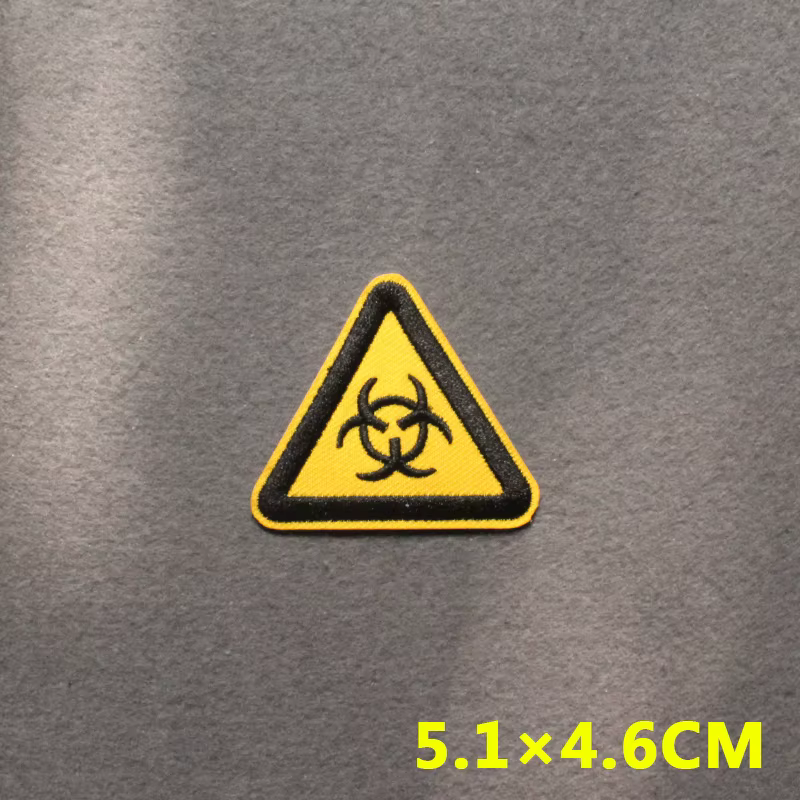 Parches de señal de advertencia bioquímica Nuclear para ropa, ropa Punk, rayas, insignia de Ban, parches bordados en la ropa, decoración - imagen 4
