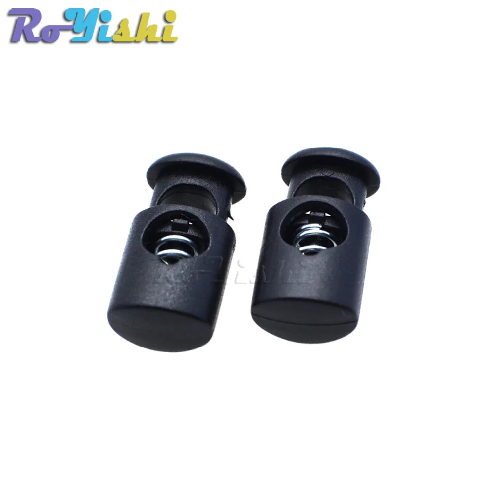 100 unids/paquete de tope de bloqueo de cable, cilindro, Clip de palanca de plástico para accesorios de ropa, color negro, Envío Gratis - imagen 5