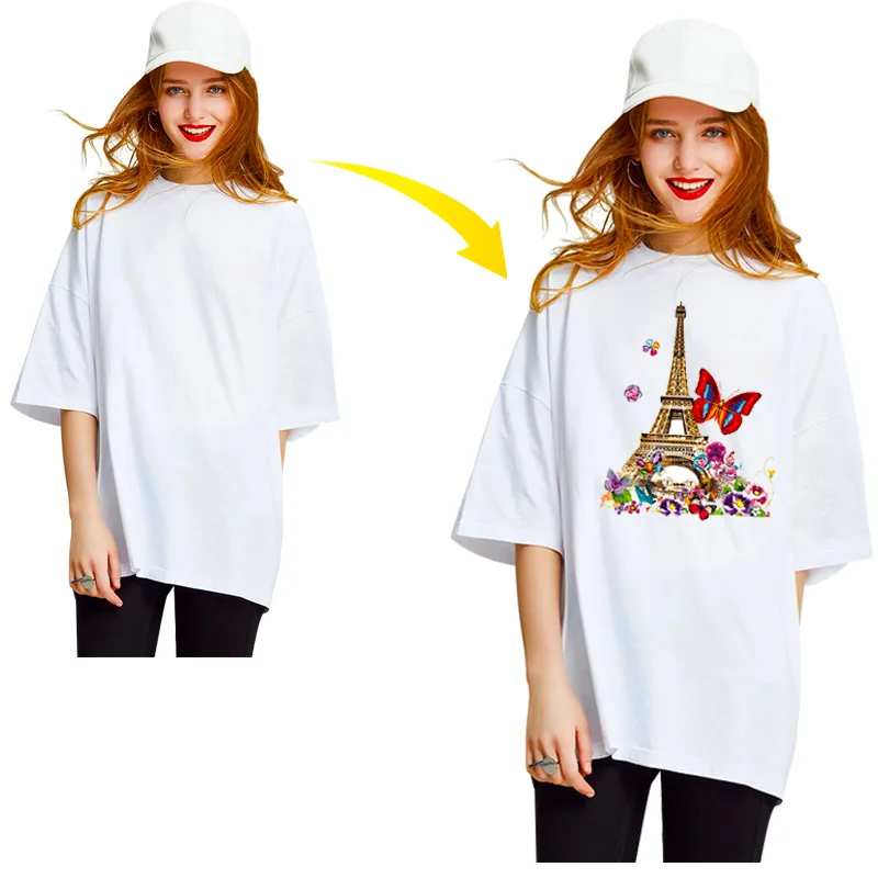 Prajna-parche de dibujos animados para niña, transferencias de hierro para pegatinas de ropa, transferencia térmica de calor de mariposa a la moda para ropa de niños - imagen 4