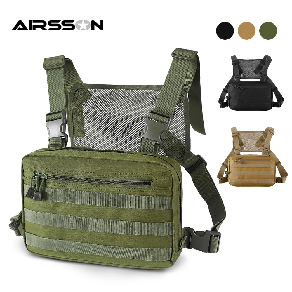 Bolsa de pecho táctica, chaleco de combate, bolsa de administrador Molle EDC para exteriores, paquete de pecho ajustable para pesca, caza, senderismo y correr - imagen 2
