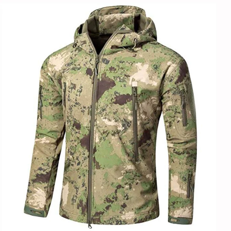 Conjunto de chaqueta táctica para hombre, ropa de caza de camuflaje, abrigos militares para acampar, senderismo, con capucha, Softshell TAD, deportes al aire libre - imagen 2